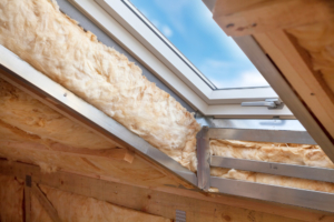 image of insulation around sky light casement window